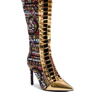 AZALEA WANG " RAINING RHINESTONES " MULTI STILETTO BOOT( BRAND NEW !!!!!!!!!